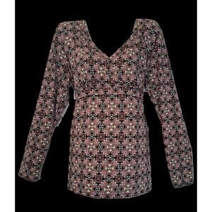 Axcess Women's Multicolor Geometric Print Empire Waist Stretch Top Size Large